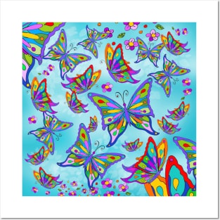 Blue Sky Butterfly Migration Posters and Art